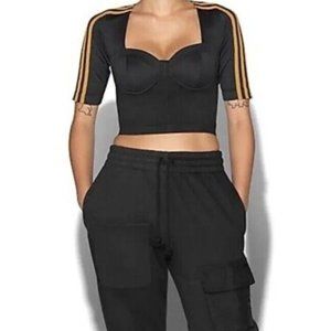 Adidas Beyonce Ivy Park Circular Knit Crop Top Black